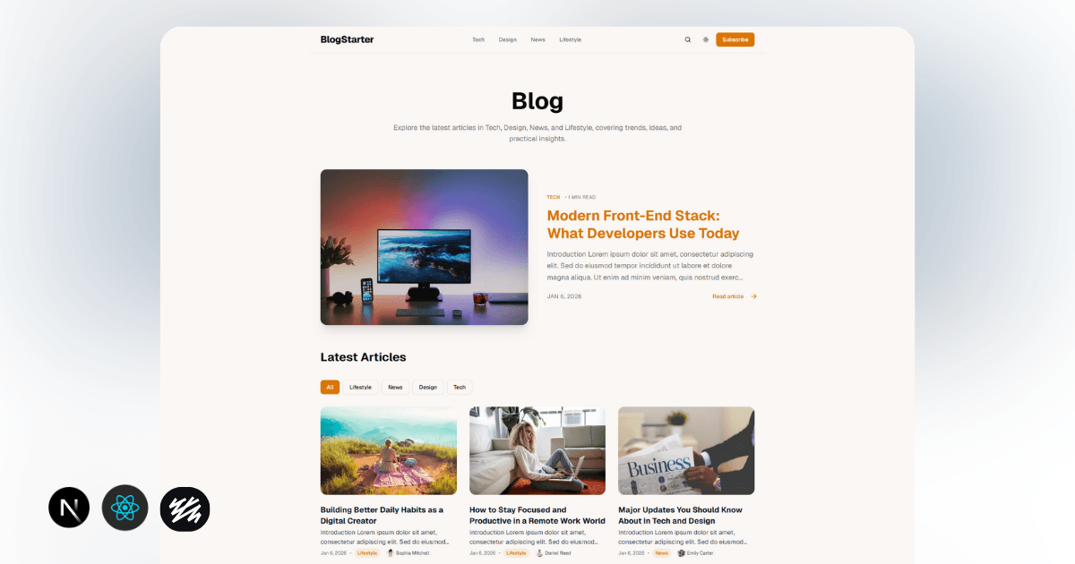 BlogStarter – Next.js + Sanity Blog Starter Kit preview