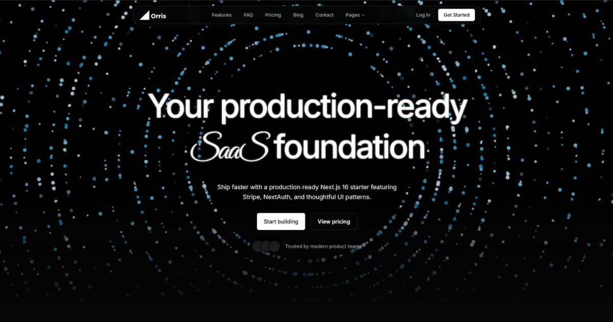 Orris - Next.js SaaS Starter Kit preview