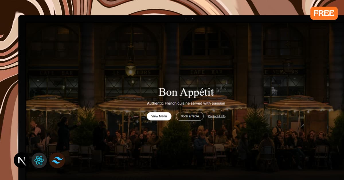 Free Next.js Tailwind CSS Restaurant Template