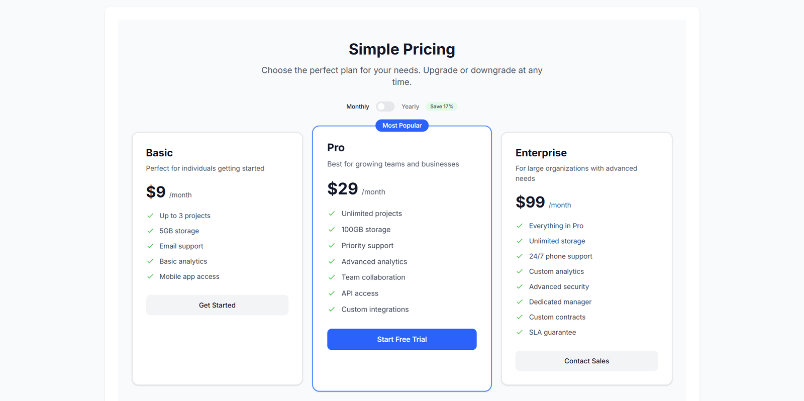 Pricing Section