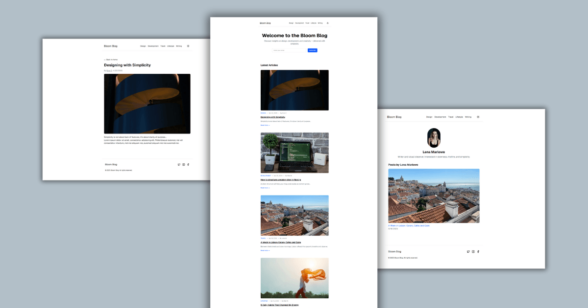 Next.js Tailwind CSS Blog Template main preview
