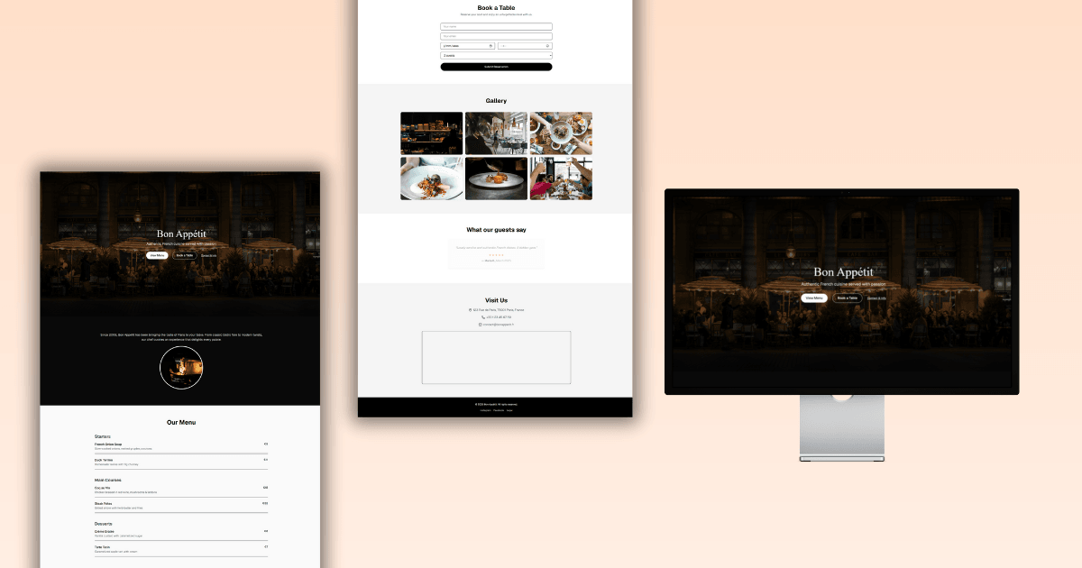 Free Next.js Tailwind CSS Restaurant Template main preview