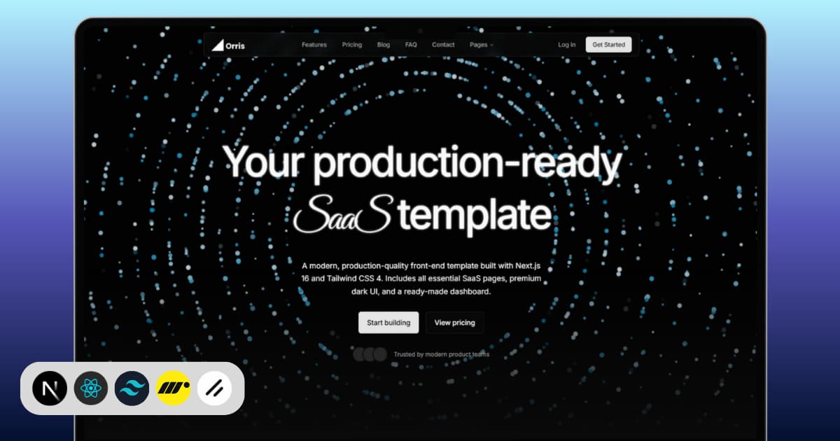 Orris - Modern Next.js 16 Dark SaaS Template