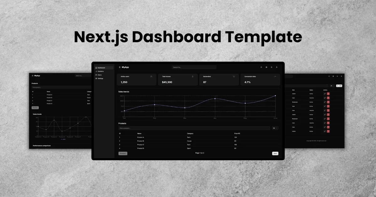 Next.js Tailwind CSS SaaS Dashboard Template